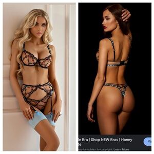 NWT Honey Birtdette pascale Set Bra 32DDD/F+Thong XS